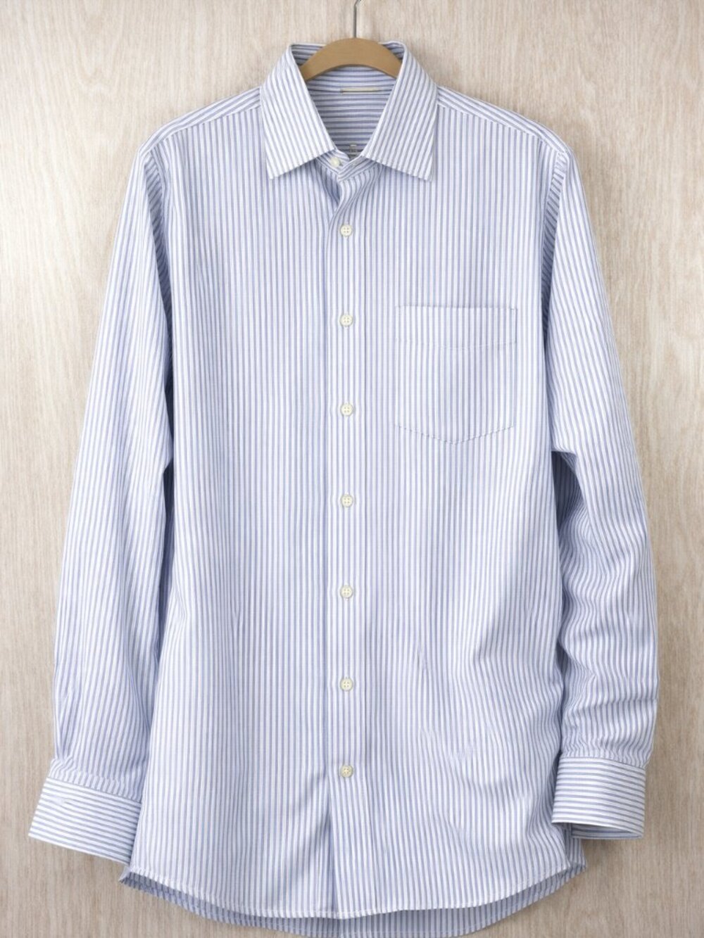 Peter Millar Shirt Mens 17 L Blue Stripe 100% Cotton Button Up Long Sleeve Class